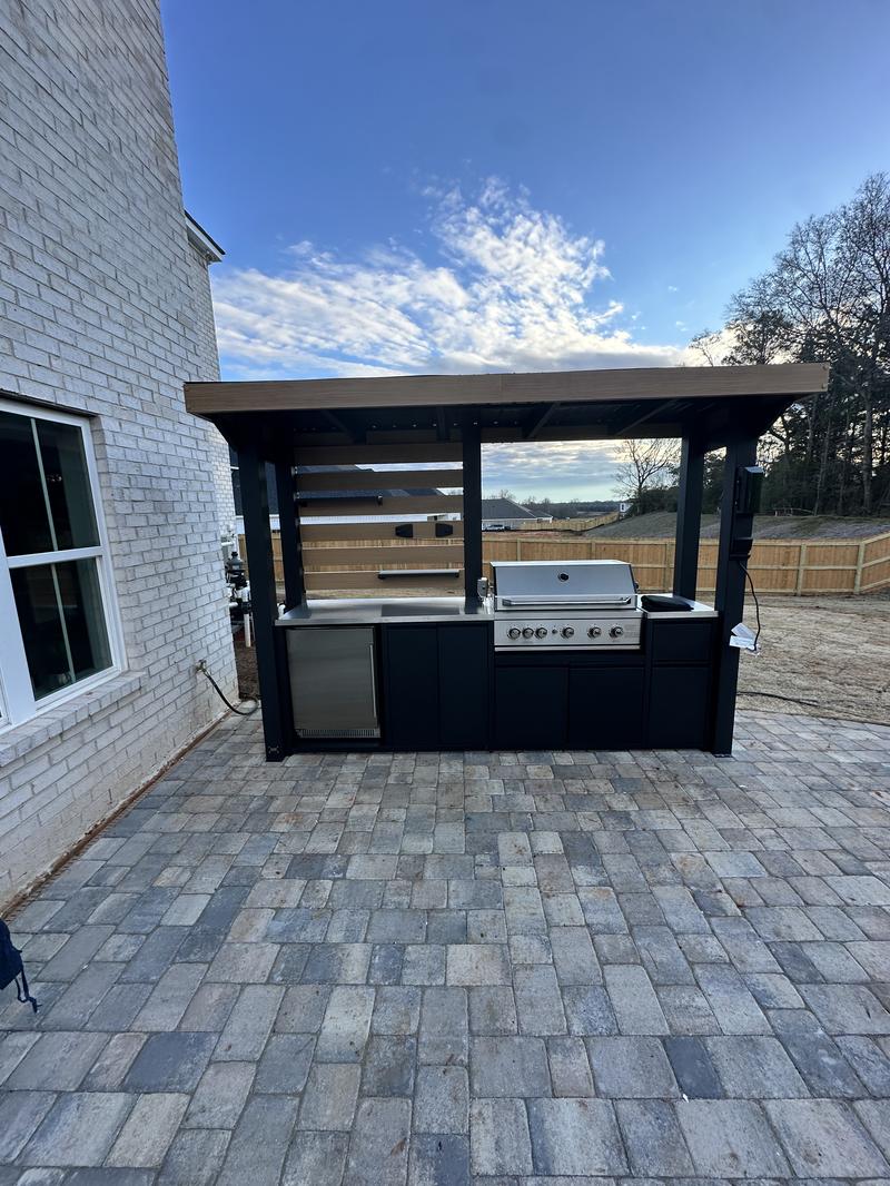 Outdoor kitchen paver patio pergola Montgomery Alabama